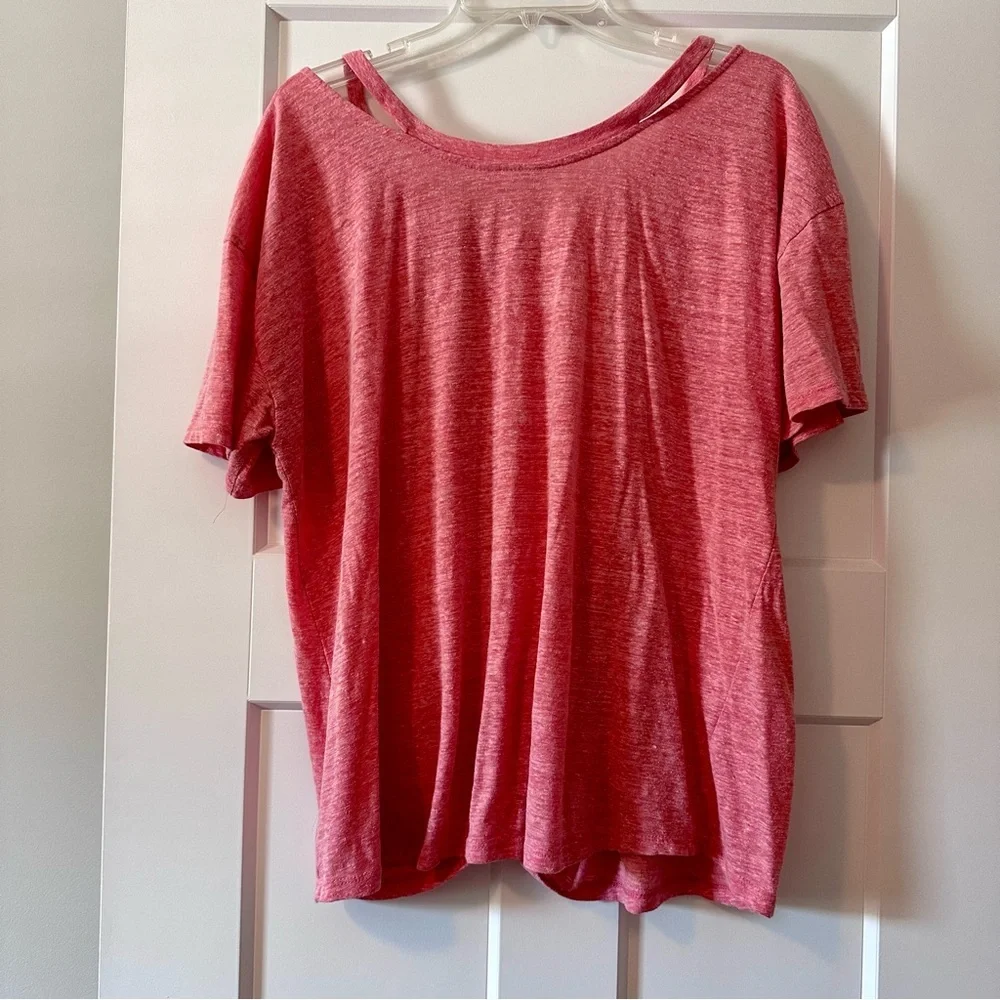 Style & Co Coral Cold Shoulder Knot Front Top Short Sleeve Size XXL - Picture 7 of 7